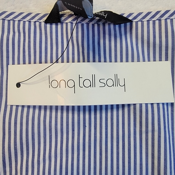 NWT Long Tall Sally Blue White Stripe Red Embroidered Blouse US 18 UK 22 - Picture 8 of 9